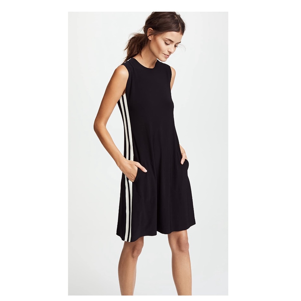 Norma Kamali Side Stripe Sleeveless Swing Dress